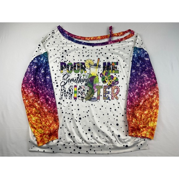 Tops - Womens‎ Plus SZ 5X Off Shoulder Pour Me Something Mister Mardi Gras blouse 00805